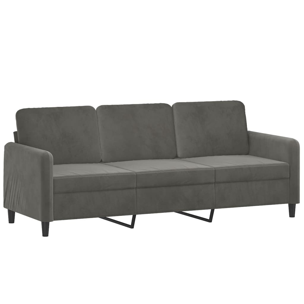 4 Piece Sofa Set with Throw Pillows&Cushions Dark Grey Velvet