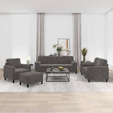 4 Piece Sofa Set with Throw Pillows&Cushions Dark Grey Velvet