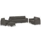 4 Piece Sofa Set with Throw Pillows&Cushions Dark Grey Velvet