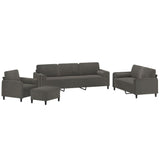 4 Piece Sofa Set with Throw Pillows&Cushions Dark Grey Velvet - Side View
