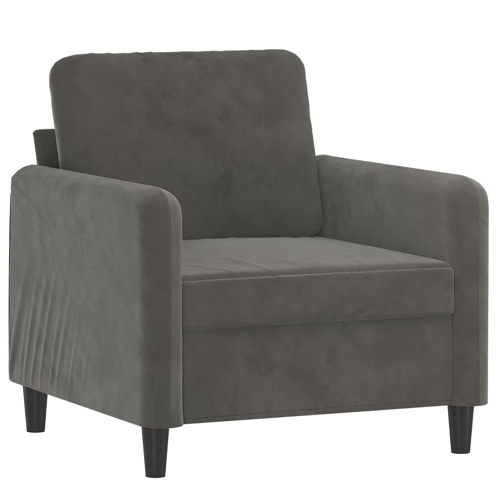 4 Piece Sofa Set with Throw Pillows&Cushions Dark Grey Velvet