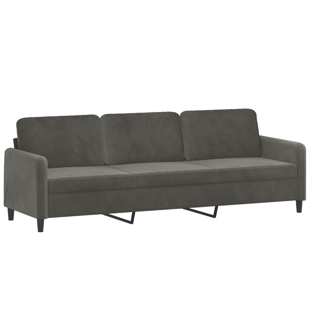 4 Piece Sofa Set with Throw Pillows&Cushions Dark Grey Velvet