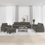 4 Piece Sofa Set with Throw Pillows&Cushions Dark Grey Velvet