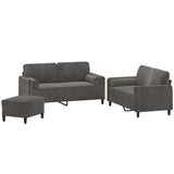3 Piece Sofa Set with Throw Pillows&Cushions Dark Grey Velvet