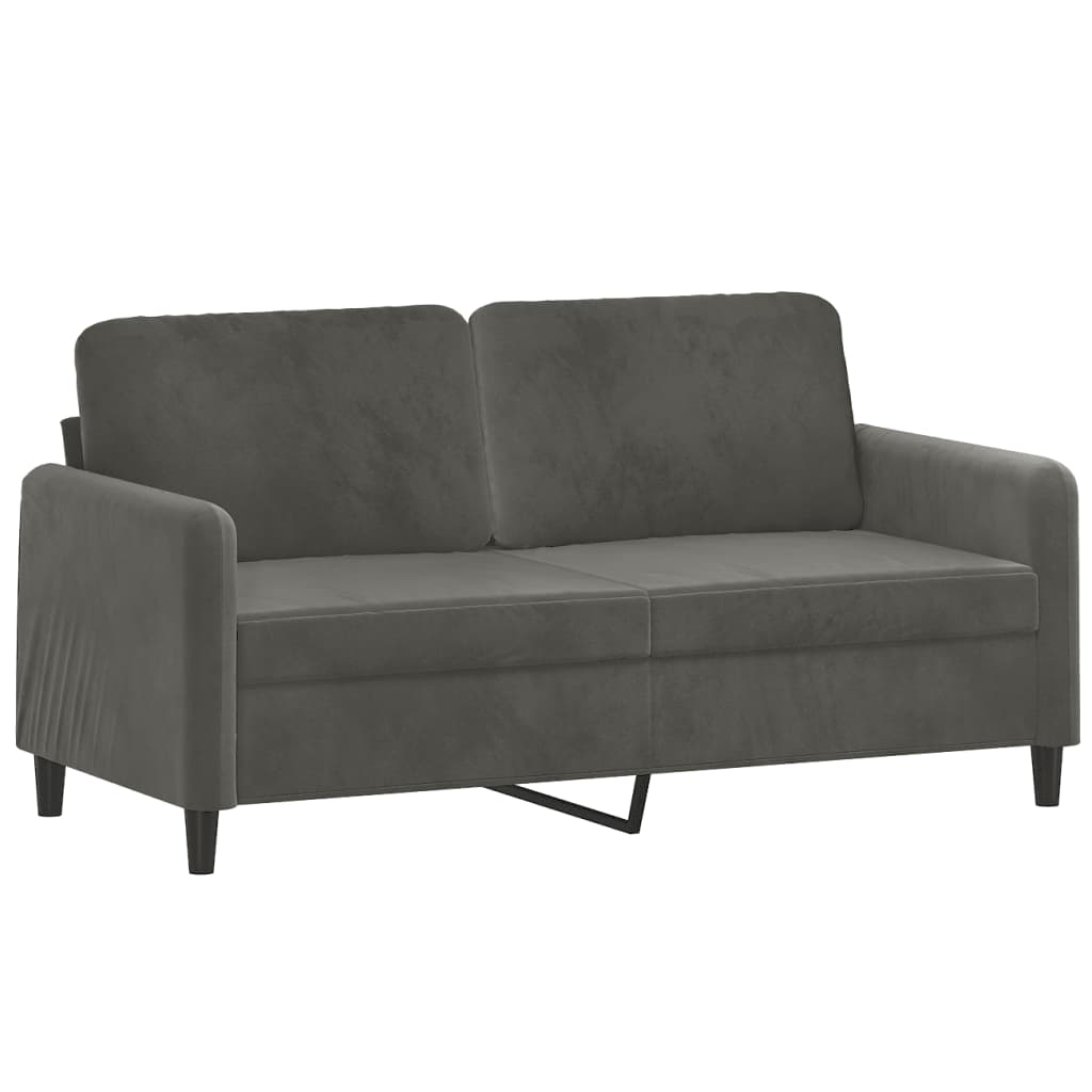 3 Piece Sofa Set with Throw Pillows&Cushions Dark Grey Velvet