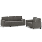 2 Piece Sofa Set with Throw Pillows&Cushions Dark Grey Velvet