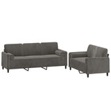 2 Piece Sofa Set with Throw Pillows&Cushions Dark Grey Velvet - Side View