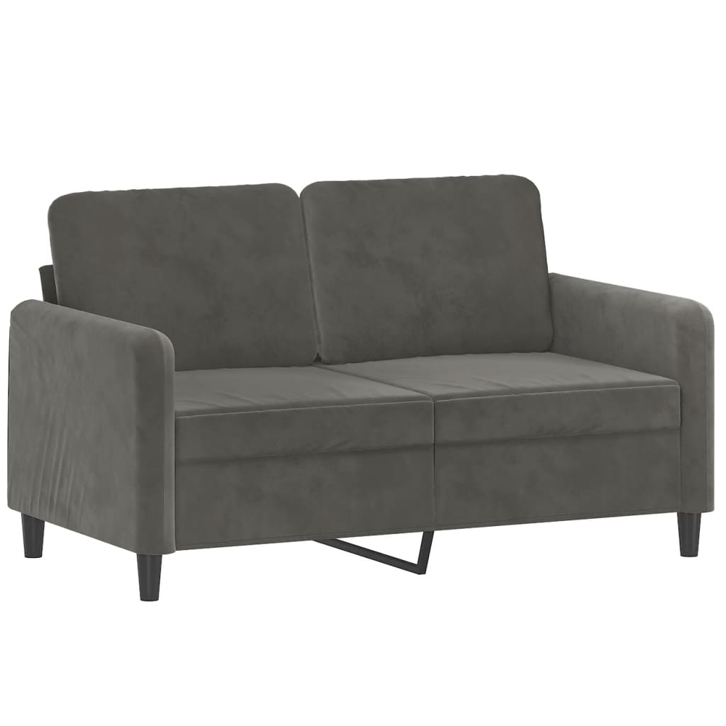 2 Piece Sofa Set with Throw Pillows&Cushions Dark Grey Velvet
