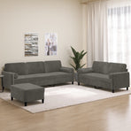 3 Piece Sofa Set with Throw Pillows&Cushions Dark Grey Velvet