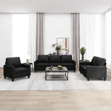 3 Piece Sofa Set with Cushions Black Faux Leather