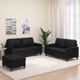 3 Piece Sofa Set with Cushions Black Faux Leather