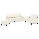 3 Piece Sofa Set with Cushions Cream Faux Leather - Front View