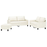 3 Piece Sofa Set with Cushions Cream Faux Leather - Side View