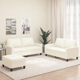 3 Piece Sofa Set with Cushions Cream Faux Leather