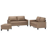 3 Piece Sofa Set with Cushions Cappuccino Faux Leather - Side View