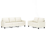 2 Piece Sofa Set with Cushions Cream Faux Leather