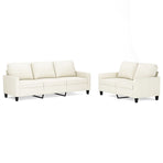 2 Piece Sofa Set with Cushions Cream Faux Leather
