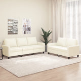 2 Piece Sofa Set with Cushions Cream Faux Leather