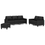 3 Piece Sofa Set with Cushions Black Faux Leather