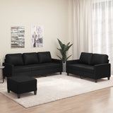 3 Piece Sofa Set with Cushions Black Faux Leather