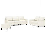 3 Piece Sofa Set with Cushions Cream Faux Leather - Front View