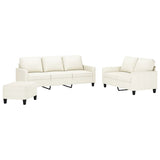 3 Piece Sofa Set with Cushions Cream Faux Leather - Side View