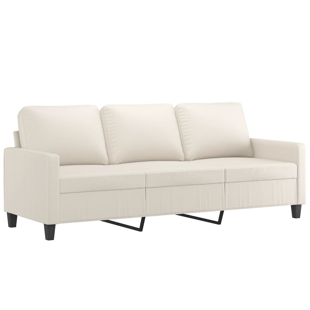 3 Piece Sofa Set with Cushions Cream Faux Leather