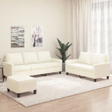 3 Piece Sofa Set with Cushions Cream Faux Leather