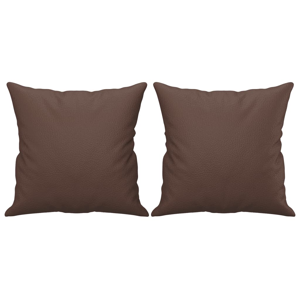 3 Piece Sofa Set with Pillows&Cushions Brown Faux Leather