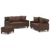 3 Piece Sofa Set with Pillows&Cushions Brown Faux Leather