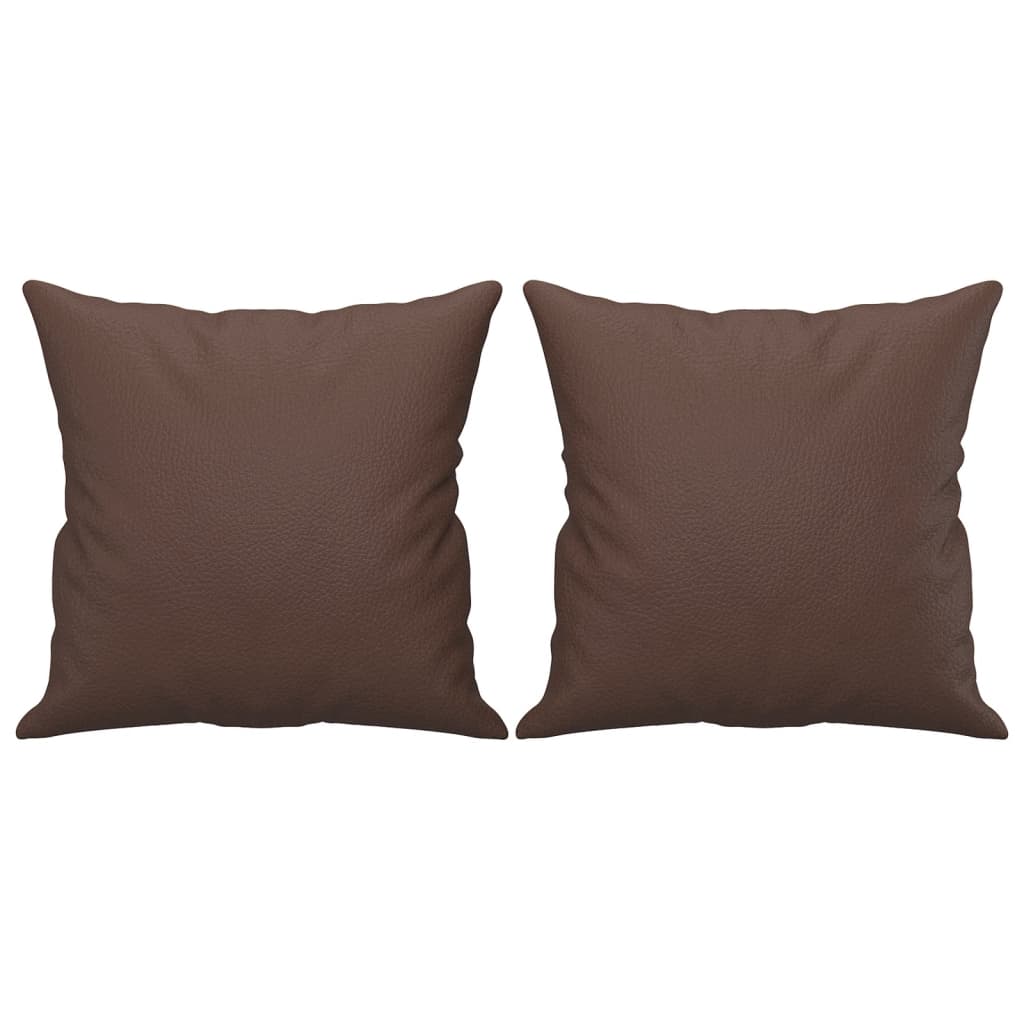 3 Piece Sofa Set with Pillows&Cushions Brown Faux Leather