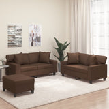 3 Piece Sofa Set with Pillows&Cushions Brown Faux Leather