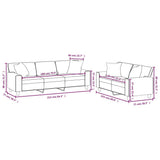 2 Piece Sofa Set with Pillows&Cushions Black Faux Leather - Low Angle