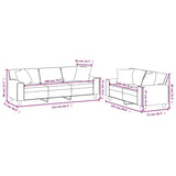 2 Piece Sofa Set with Pillows&Cushions Brown Faux Leather