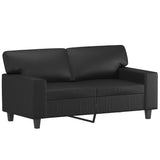 3 Piece Sofa Set with Pillows&Cushions Black Faux Leather