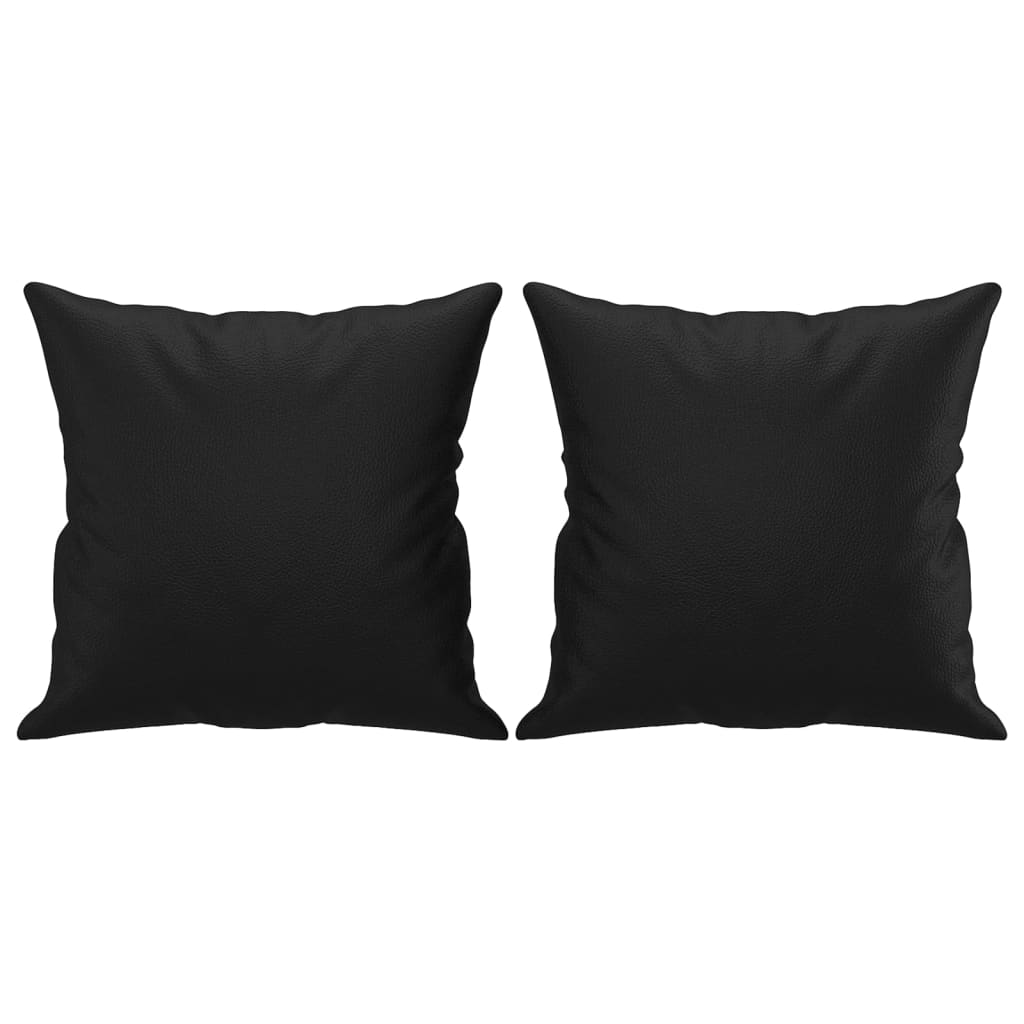 3 Piece Sofa Set with Pillows&Cushions Black Faux Leather