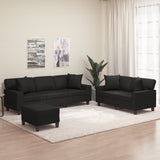 3 Piece Sofa Set with Pillows&Cushions Black Faux Leather