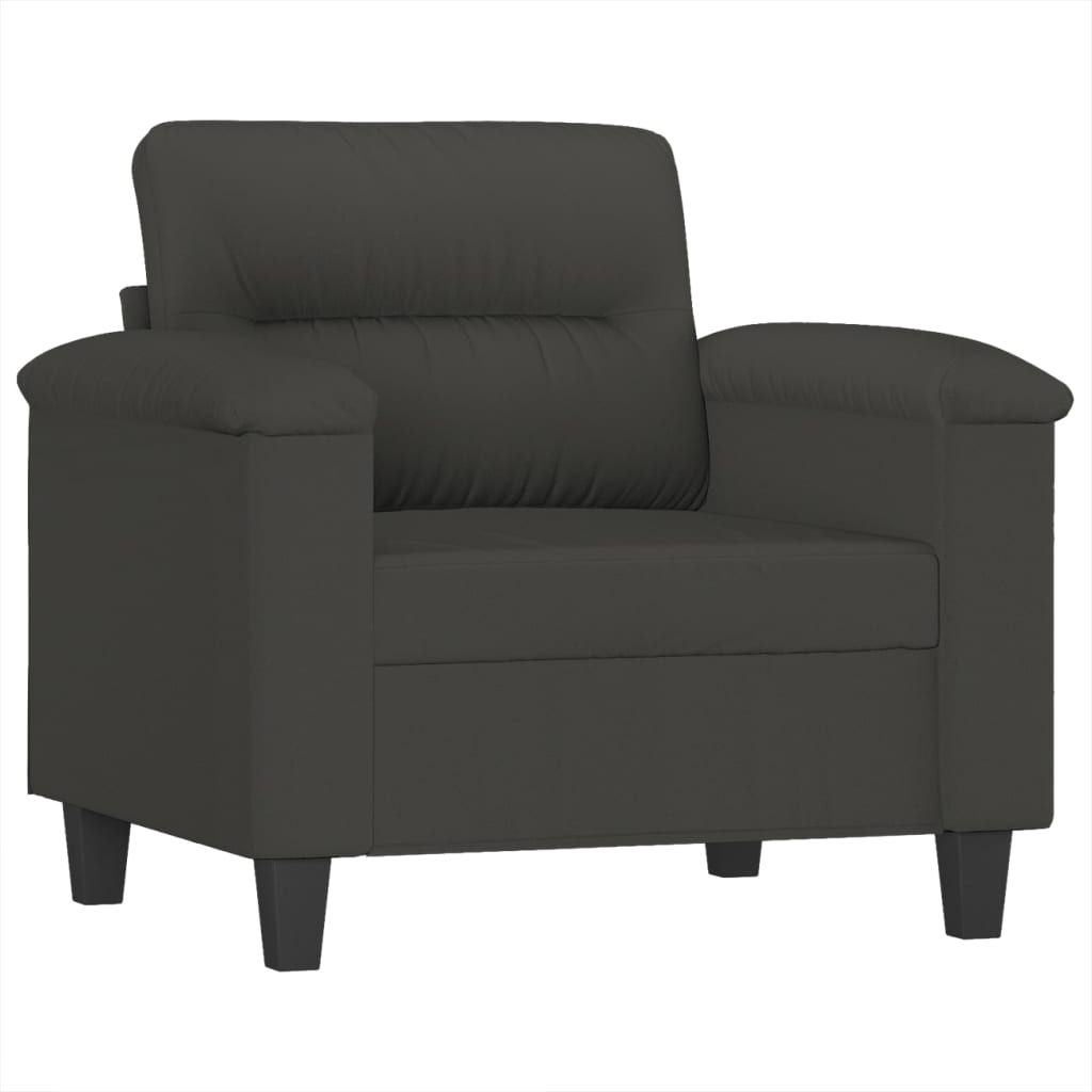 3 Piece Sofa Set with Pillows Dark Grey Microfibre Fabric