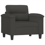 3 Piece Sofa Set with Pillows Dark Grey Microfibre Fabric