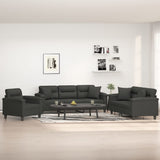 3 Piece Sofa Set with Pillows Dark Grey Microfibre Fabric
