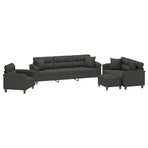 4 Piece Sofa Set with Pillows Dark Grey Microfibre Fabric