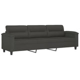 4 Piece Sofa Set with Pillows Dark Grey Microfibre Fabric - Rear View