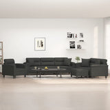 4 Piece Sofa Set with Pillows Dark Grey Microfibre Fabric