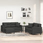 3 Piece Sofa Set with Pillows Dark Grey Microfibre Fabric
