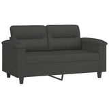 3 Piece Sofa Set with Pillows Dark Grey Microfibre Fabric