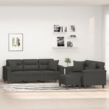 3 Piece Sofa Set with Pillows Dark Grey Microfibre Fabric