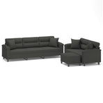 3 Piece Sofa Set with Pillows Dark Grey Microfibre Fabric