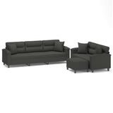 3 Piece Sofa Set with Pillows Dark Grey Microfibre Fabric - Front View
