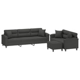 3 Piece Sofa Set with Pillows Dark Grey Microfibre Fabric