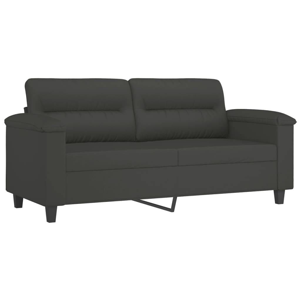 3 Piece Sofa Set with Pillows Dark Grey Microfibre Fabric